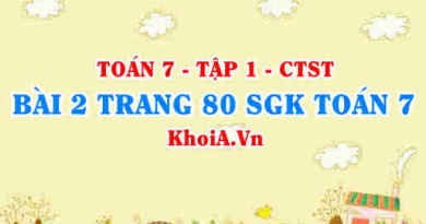 Bài 2 trang 80 SGK Toán 7 tập 1 Chân trời sáng tạo